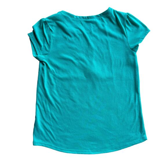 SO Girl's Green Heart & Dog Print Crew Neck Short Sleeve Pullover Tee L (12) - Picture 3 of 5